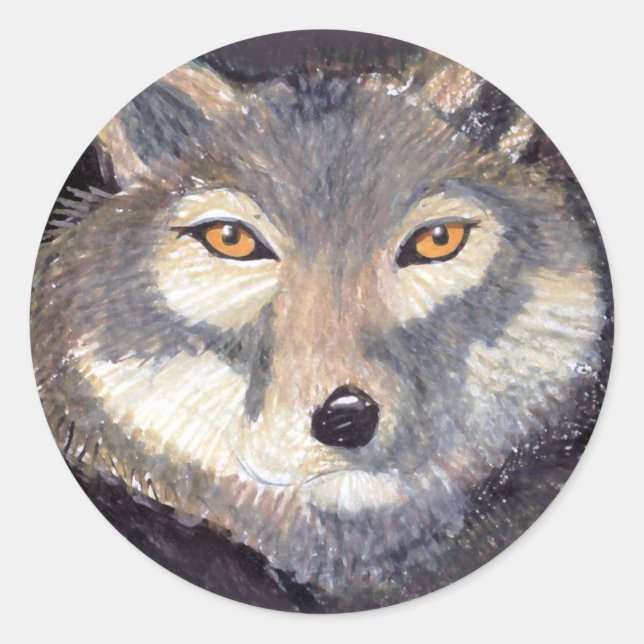Wolf Classic Round Sticker (Front)