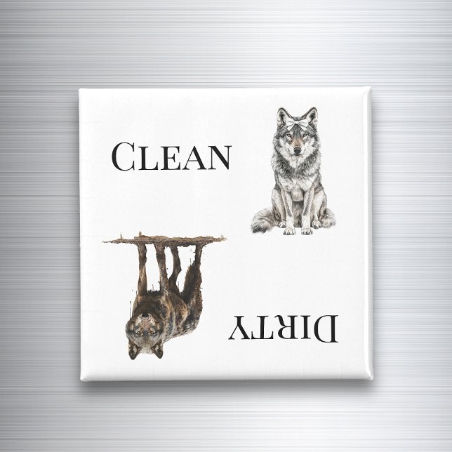 Wolf Clean Dirty Dishwasher Magnet (Creator Uploaded)