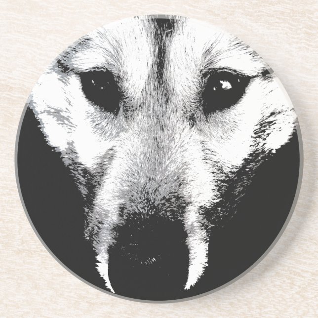 Wolf Coaster Husky Wolf Dog Art Coaster & GIfts (Front)