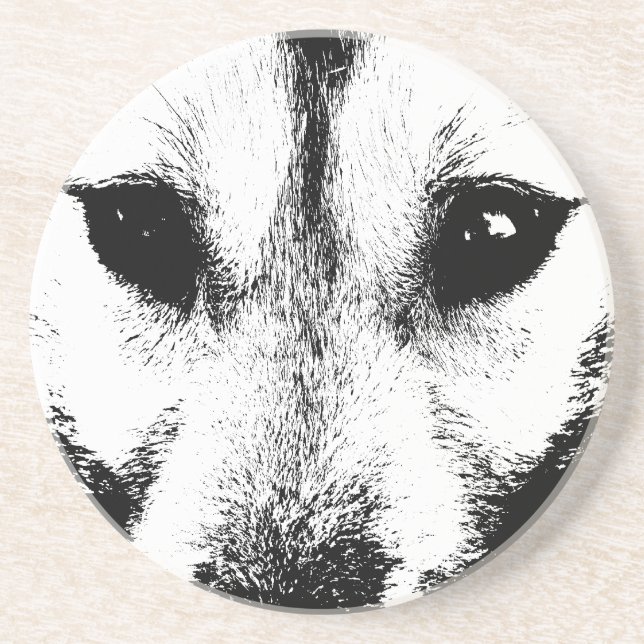 Wolf Coaster Husky Wolf Dog Art Coaster & GIfts (Front)