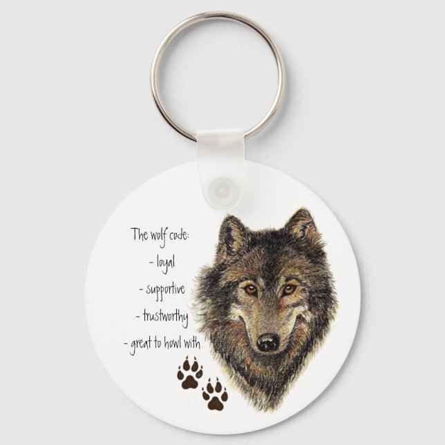 Wolf Code Quote, Wolves Animal Key Ring (Front)