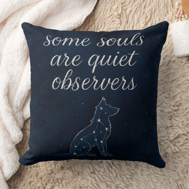 Wolf Constellation Indigo Celestial Throw Pillow (Blanket)
