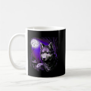 Wolf Cool Wolves Forest Tree Moon Coffee Mug