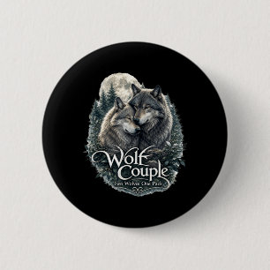 Wolf Couple Graphic Funny Wolf Lovers Wildlife 6 Cm Round Badge