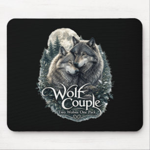 Wolf Couple Graphic Funny Wolf Lovers Wildlife Mouse Pad