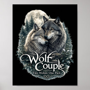 Wolf Couple Graphic Funny Wolf Lovers Wildlife Poster