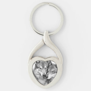 Wolf Couple Key Ring