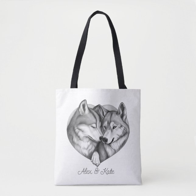 Wolf Couple Tote Bag (Front)