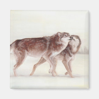 Wolf couple walking magnet