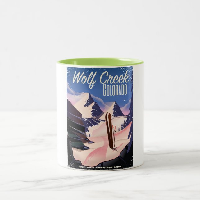 Wolf Creek Colorado Ski poster Two-Tone Coffee Mug (Center)