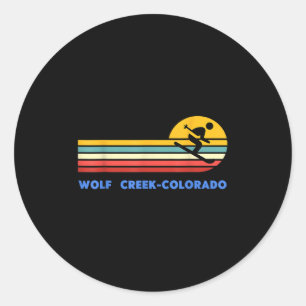 Wolf Creek Colorado Skiing Skier Ski Retro Sunset  Classic Round Sticker