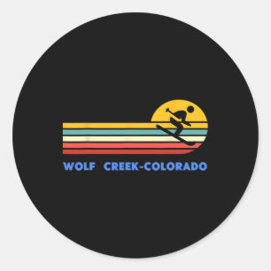 Wolf Creek Colorado Skiing Skier Ski Retro Sunset Classic Round Sticker
