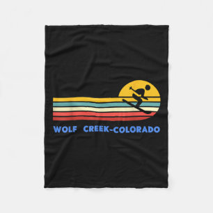 Wolf Creek Colorado Skiing Skier Ski Retro Sunset  Fleece Blanket