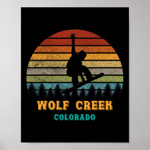 Wolf Creek Colorado Vintage Sunset Snowboarding Sn Poster