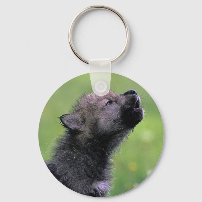 Wolf Cub Howling Key Ring (Front)