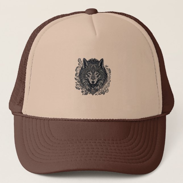 Wolf Cubism Tribal Art  Trucker Hat (Front)
