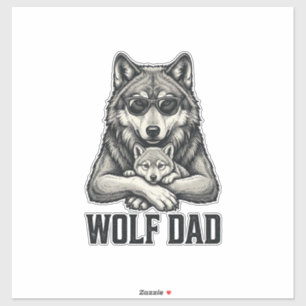 Wolf Dad Vintage Engraving Vector T-Shirt Design_1