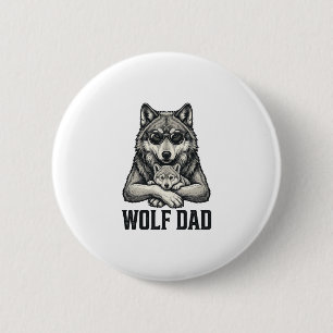 Wolf Dad Vintage Engraving Vector T-Shirt Design_1 6 Cm Round Badge