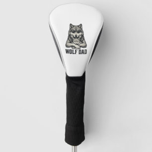 Wolf Dad Vintage Engraving Vector T-Shirt Design_1 Golf Head Cover
