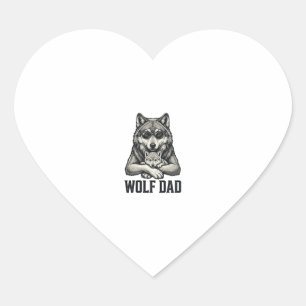 Wolf Dad Vintage Engraving Vector T-Shirt Design_1 Heart Sticker