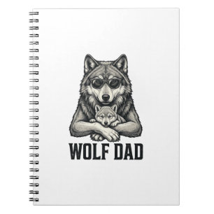 Wolf Dad Vintage Engraving Vector T-Shirt Design_1 Notebook