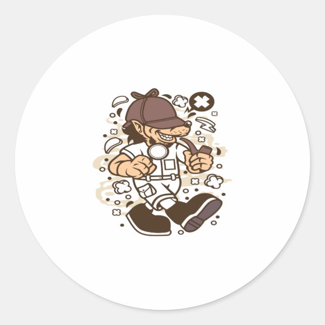 Wolf Detective Classic Round Sticker (Front)