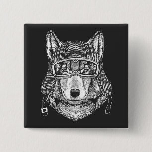 Wolf Dog Motorcycle Rider 15 Cm Square Badge