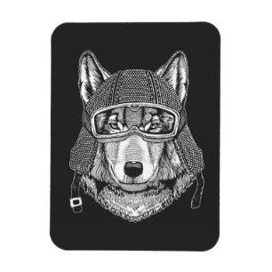 Wolf Dog Motorcycle Rider Magnet