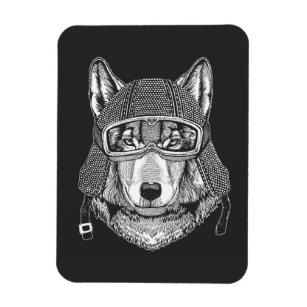 Wolf Dog Motorcycle Rider Magnet