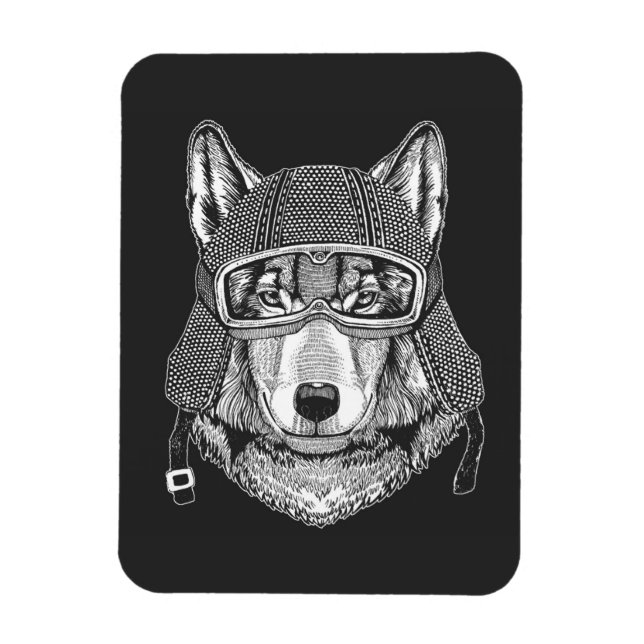 Wolf Dog Motorcycle Rider Magnet (Vertical)