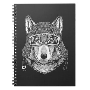 Wolf Dog Motorcycle Rider Notebook