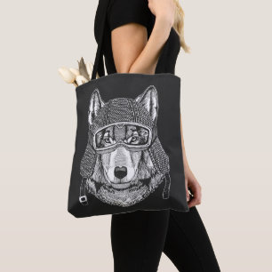 Wolf Dog Motorcycle Rider Tote Bag