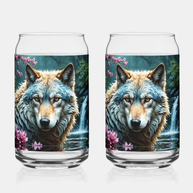 Wolf down by the River  Can Glass (Front)