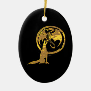 Wolf & Dragon gold black ornament