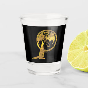 Wolf & Dragon gold black shot glass