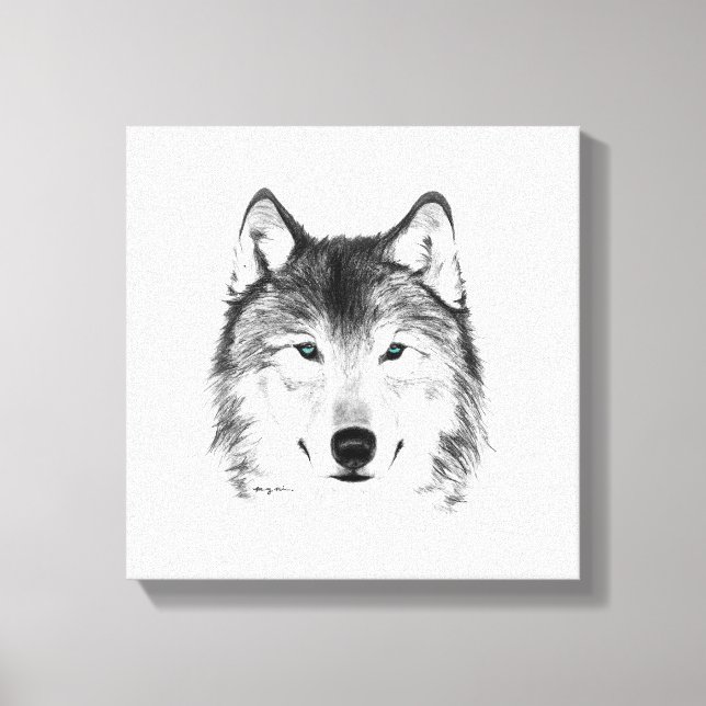 Wolf Drawing, Graphite Canvas Print (Front)