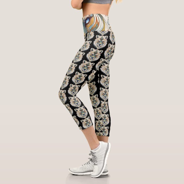 Wolf Dream catcher Capri Leggings (Left)
