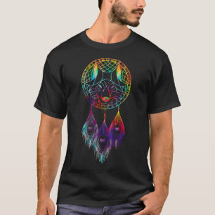 Wolf Dream Catcher Tie Dye Vintage Mandala Wolf T-Shirt
