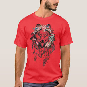 Wolf Dreamcatcher with flower T-Shirt