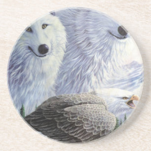 Wolf Eagle Animals Nature Park Office Business Art Coaster