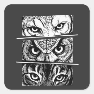 Wolf Eagle Tiger Trinity Square Sticker