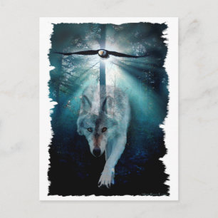 WOLF & EAGLE Wildlife Series Postcard