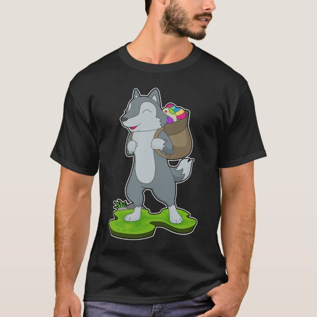 Wolf Easter Easter eggs Backpack T-Shirt (Front)