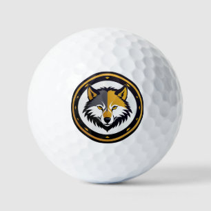 Wolf Emblem Logo With Golden Circle Golf Balls