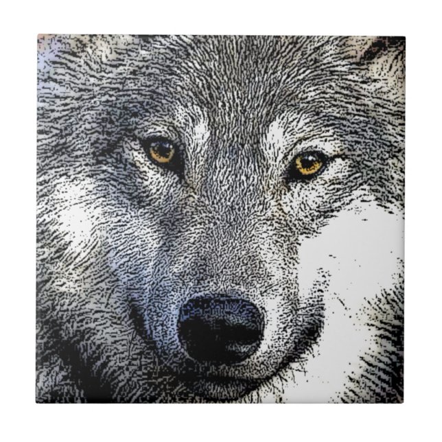 Wolf Eyes Artwork Ceramic Tile (Front)