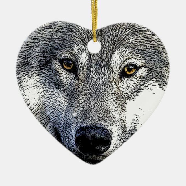 Wolf Eyes Artwork Ceramic Tree Decoration (Front)