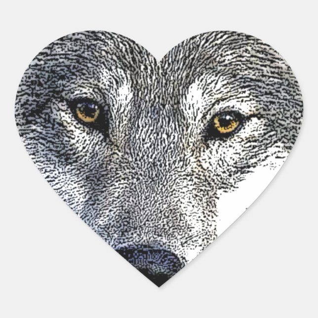 Wolf Eyes Artwork Heart Sticker (Front)