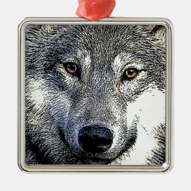 Wolf Eyes Artwork Metal Ornament (Front)