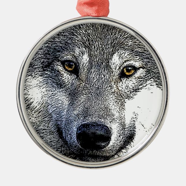 Wolf Eyes Artwork Metal Tree Decoration (Front)