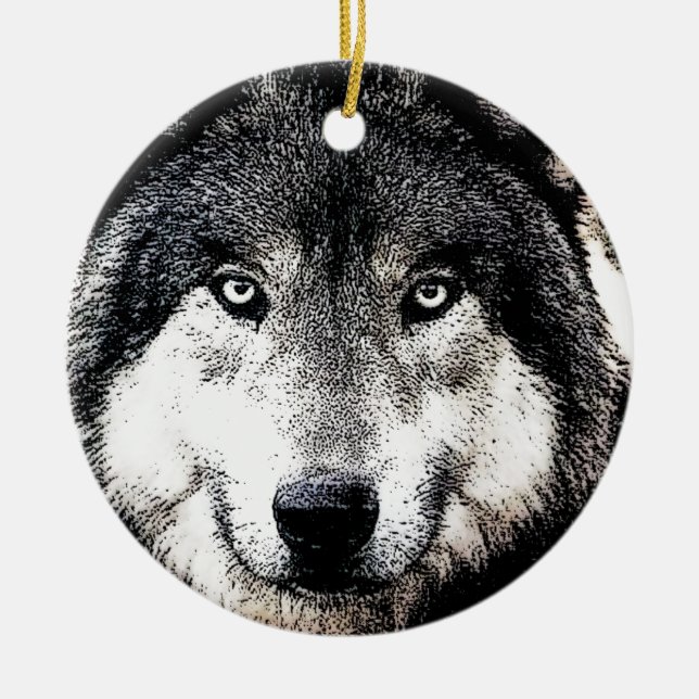 Wolf Eyes Ceramic Ornament (Front)